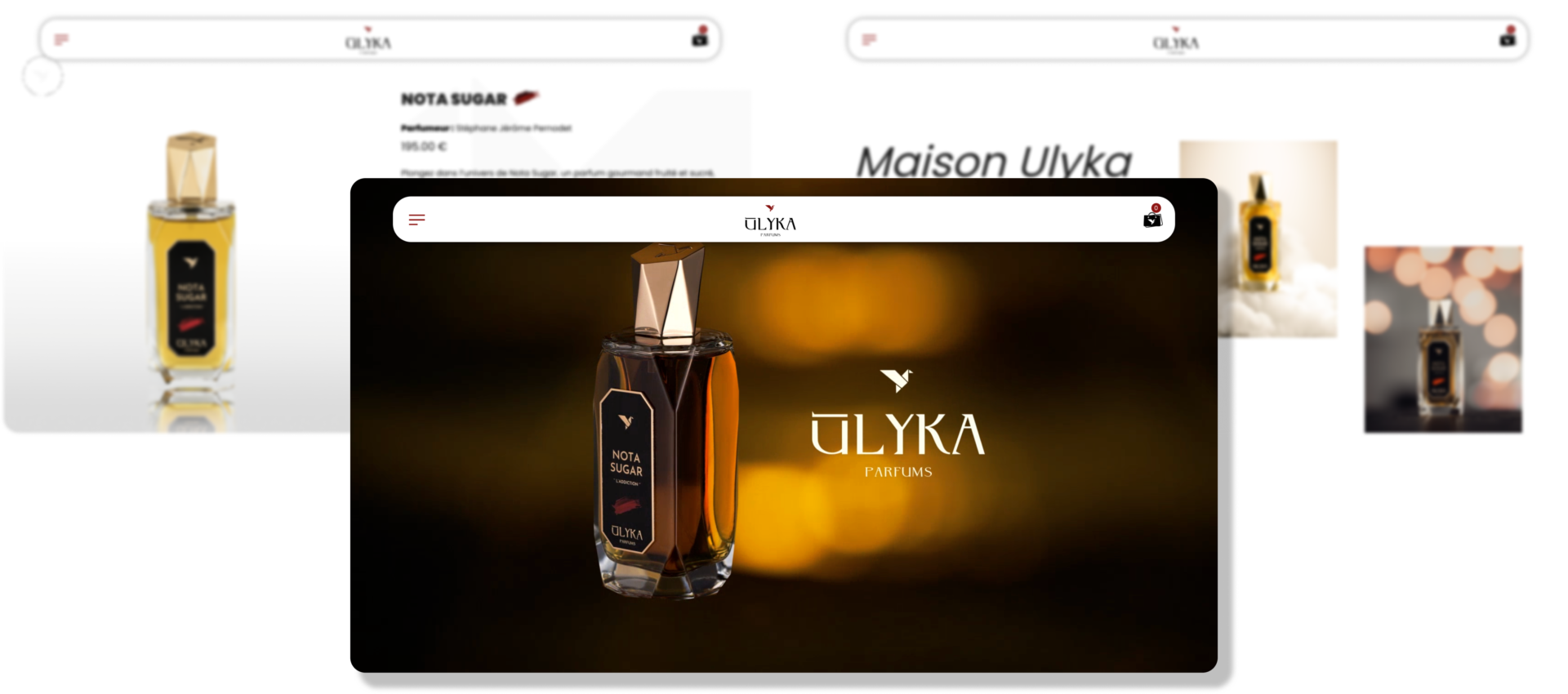 Maquette du site Ulyka avec 3 pages différentes